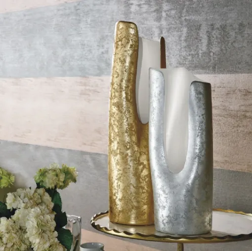 Vaso in ceramica esterno foglia oro o argento, interno bianco opaco Calla di Adriani e Rossi