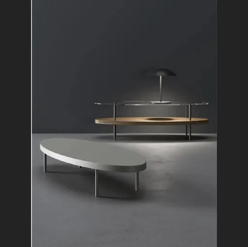 Tavolino in legno laccato o in legno e vetro nella versione con doppio piano Beverly di Doimo Salotti