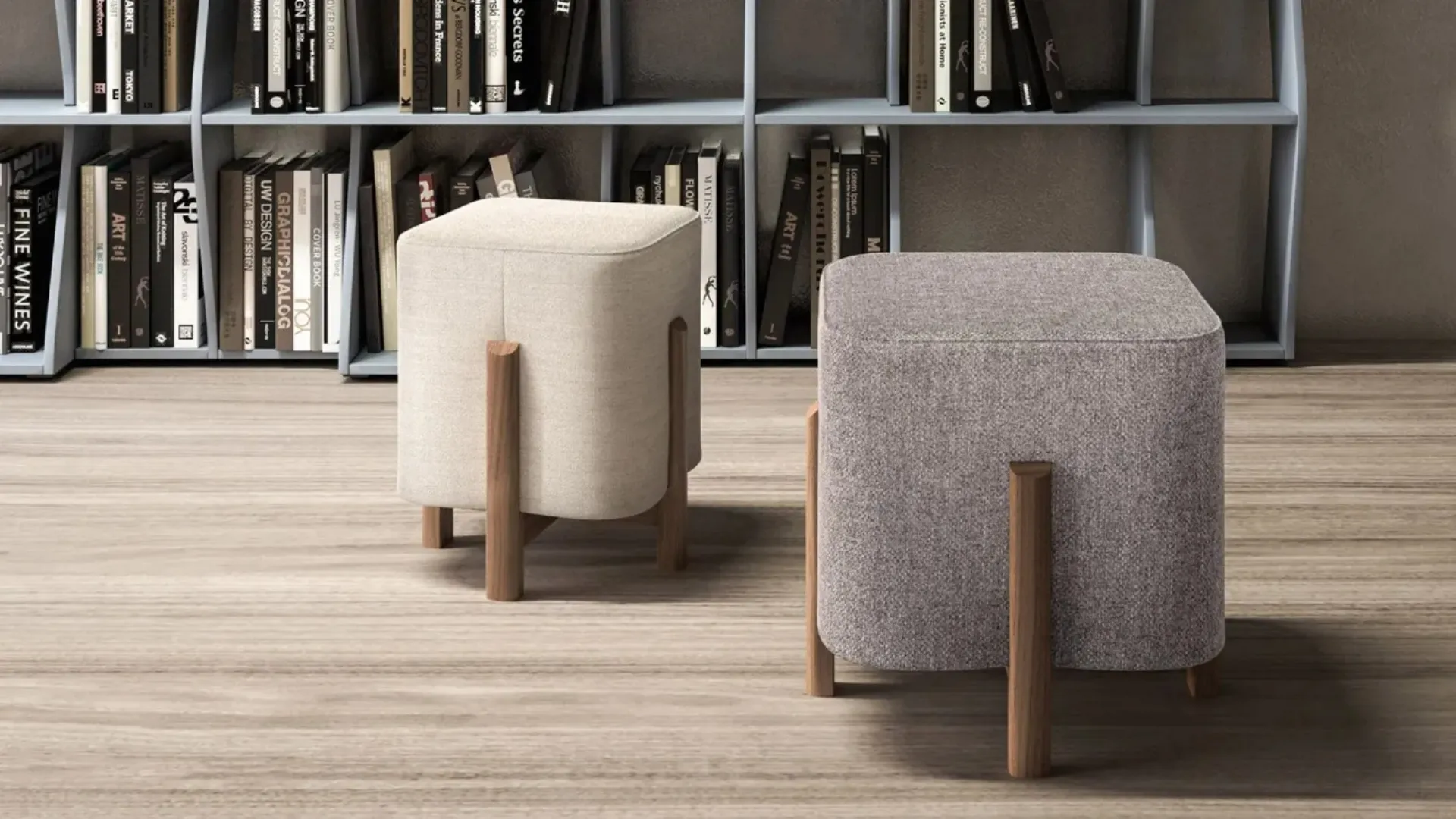 Pouf Kip in tessuto e legno di Doimo Salotti