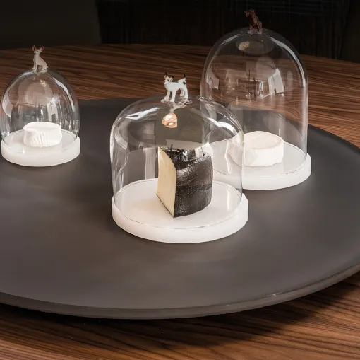 Vassoio contenitore centrotavola girevole in cristallo extrachiaro acidato verniciato di Cattelan Italia