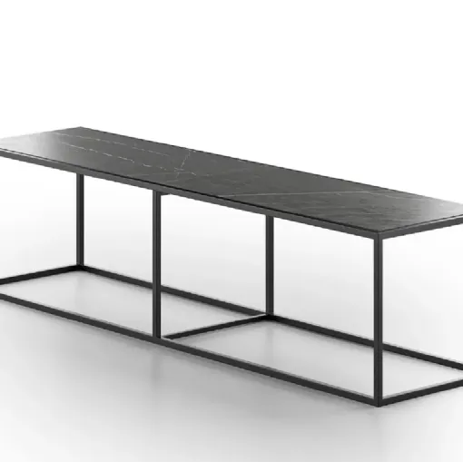 Tavolino Panca in pietra Gray Stone e base in metallo Minimal di Doimo Salotti