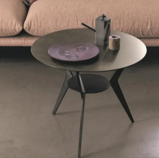 Tavolino tondo Vulcano in laminato HPL finitura Bronzo di Deas
