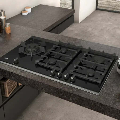 Piano cottura a gas 90 cm in Vetroceramica Nero di NEFF