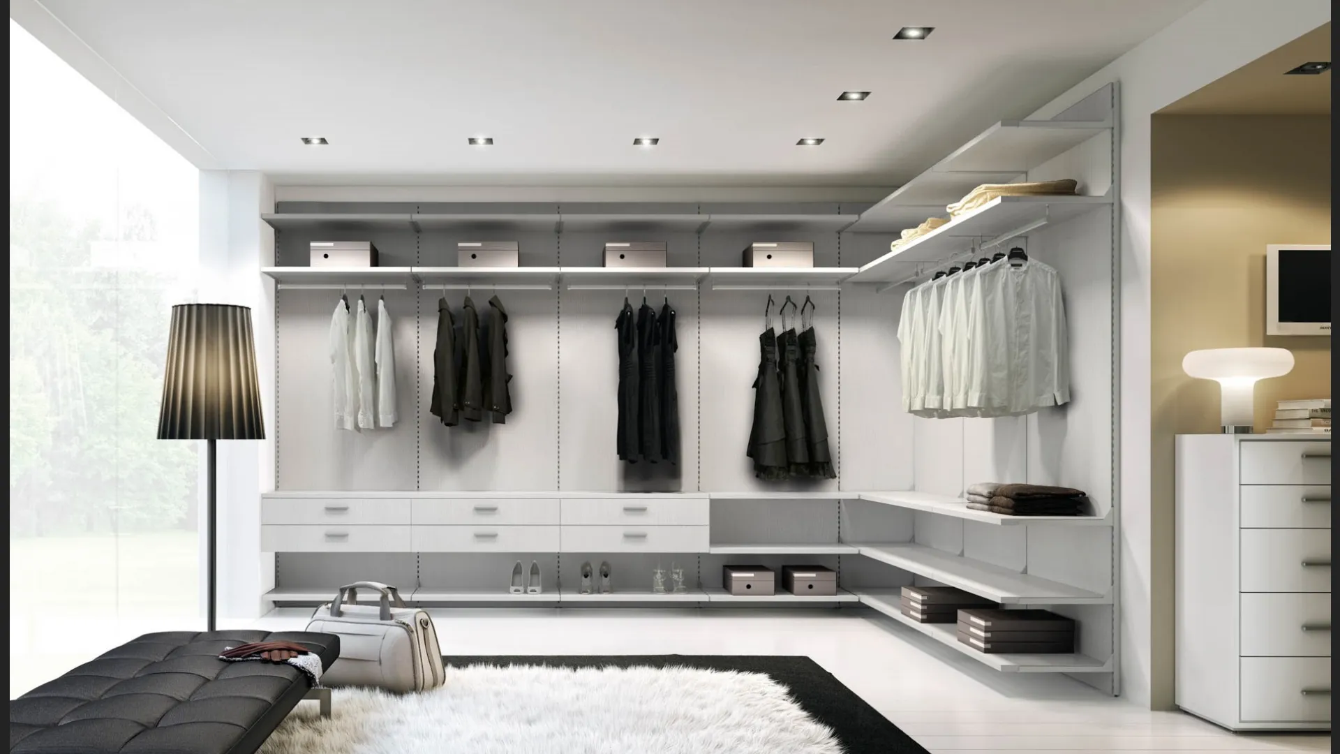 Cabina Armadio in laccato bianco opaco Railsystem 37D di Ferrimobili