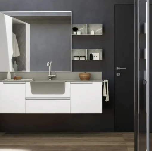 Mobile da Bagno in laccato Bianco e HPL Laundry 02 di Archeda