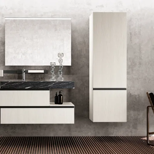 Mobile da Bagno sospeso Linea 04 in melaminico con top in HPL di Archeda