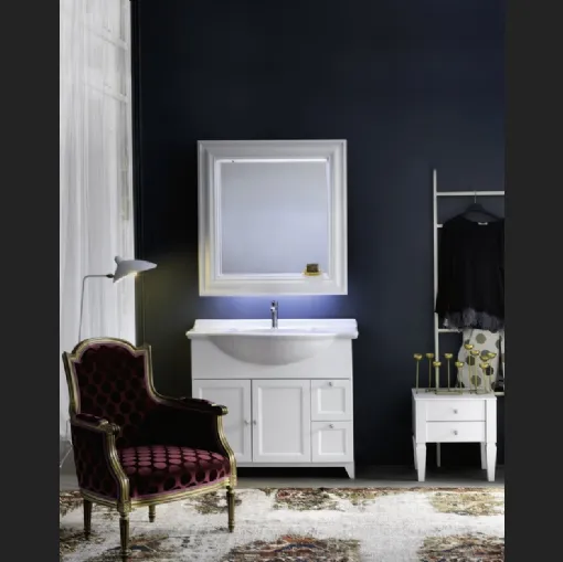 Mobile Bagno da appoggio in laccato bianco opaco e lavabo consolle in ceramica DIAMANTE DM13B di Compab