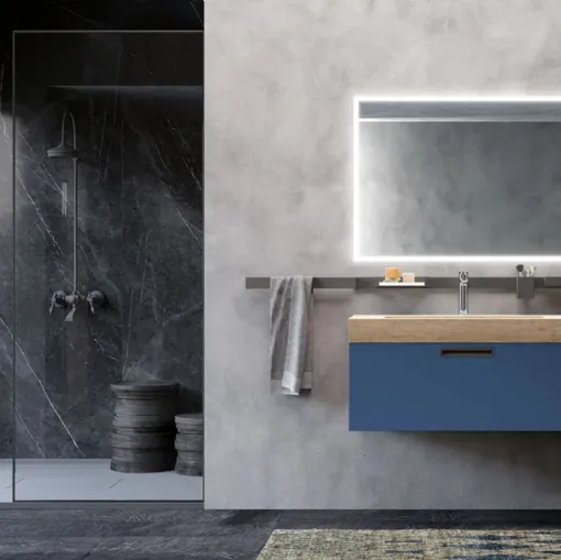 Mobile da Bagno sospeso laccato Blu Essenze 01 di Archeda