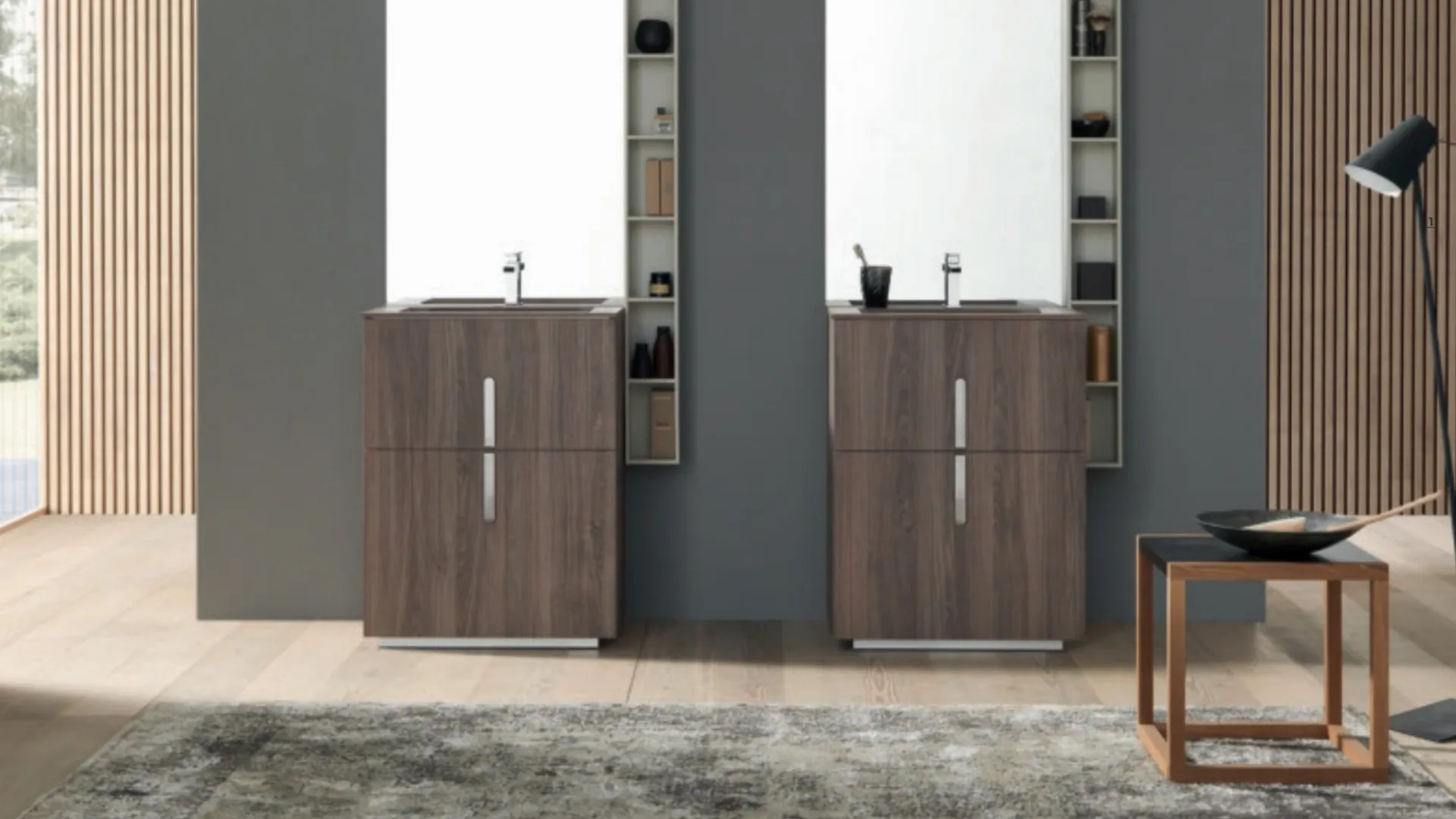 Mobile Bagno da appoggio M System C001 in HPL Unicolor Noce Savoia di Baxar