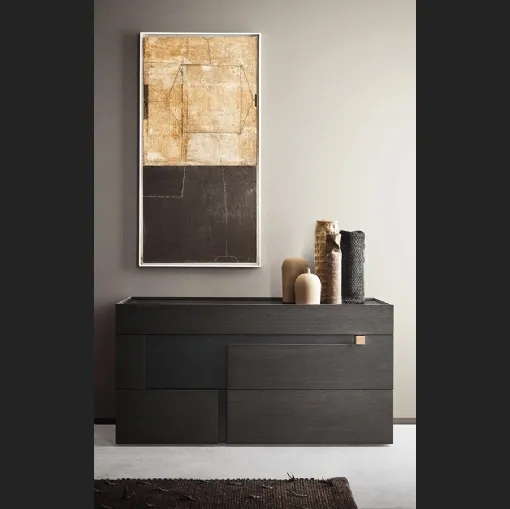 Comò Logos Calvi Brambilla in legno Rovere fumo e laccato opaco di Pianca