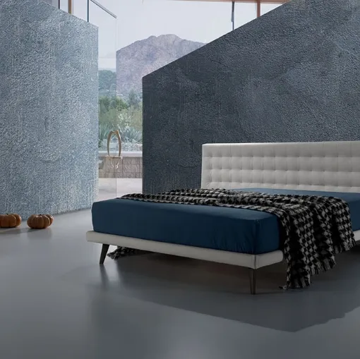 Letto matrimoniale con testiera importante in pelle trapuntata Twist Lersa 290 di Excò
