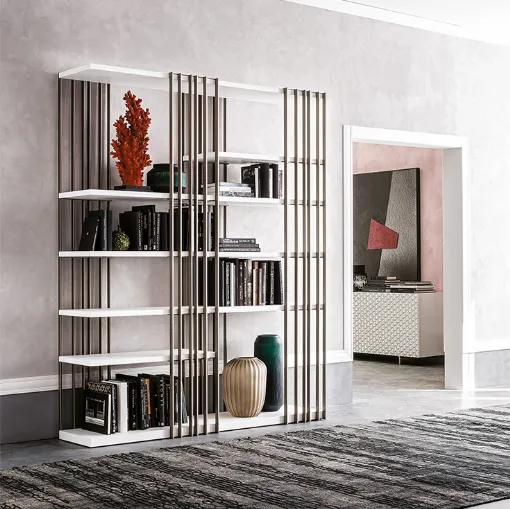 Libreria a muro in acciaio e legno verniciato Arsenal di Cattelan Italia