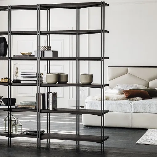 Libreria divisoria in metallo con ripiani in legno Hudson di Cattelan Italia