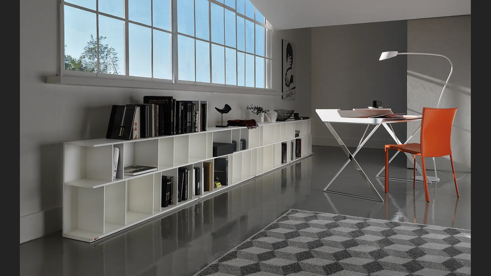 Libreria a muro in MDF laccato bianco Wally di Cattelan Italia