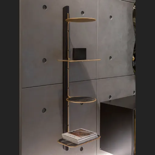 Libreria sospesa di design in legno con ripiani in grès porcellanato Icon di Tonin Casa