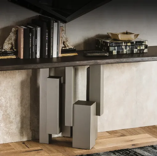 Consolle con base in acciaio e piano in legno massello Skyline di Cattelan Italia
