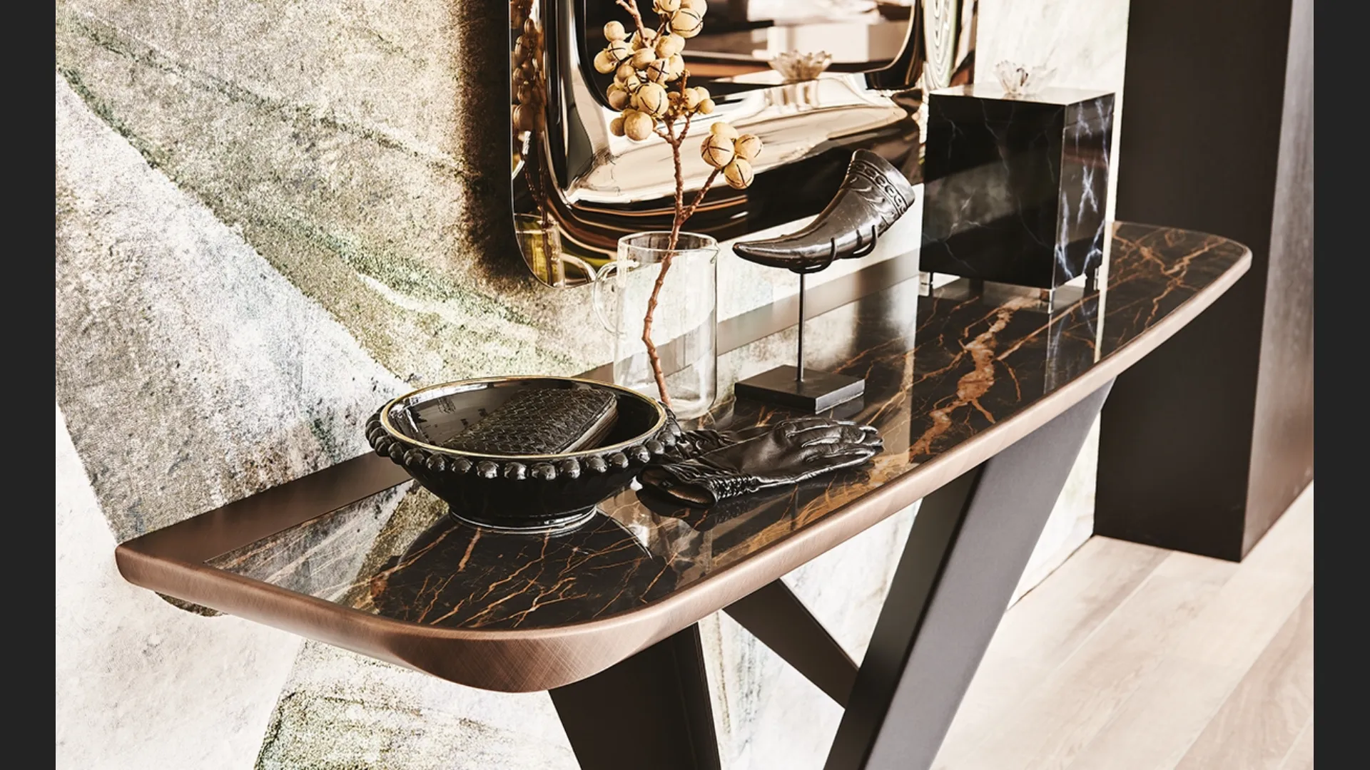 Consolle con piano in ceramica effetto marmo Westin Keramik Premium di Cattelan Italia