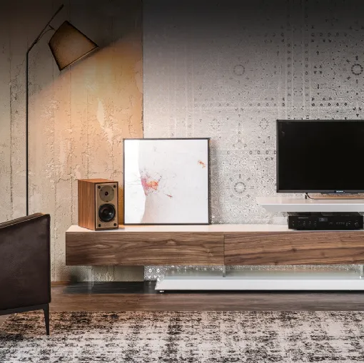 Mobile Porta Tv Link reversibile e adattabile in lunghezza in Noce Canaletto di Cattelan Italia