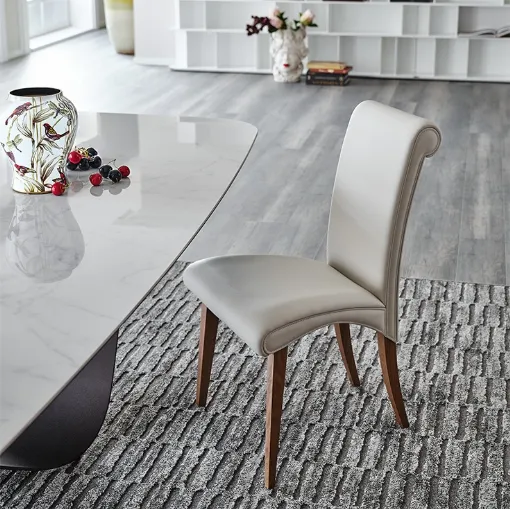 Sedia in legno rivestita in pelle Lulù di Cattelan Italia