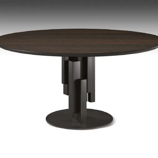 Tavolo con base in metallo e piano rotondo in legno Skyline Wood Round di Cattelan