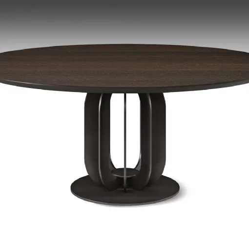 Tavolo rotondo in legno con base di metallo Soho Wood di Cattelan Italia