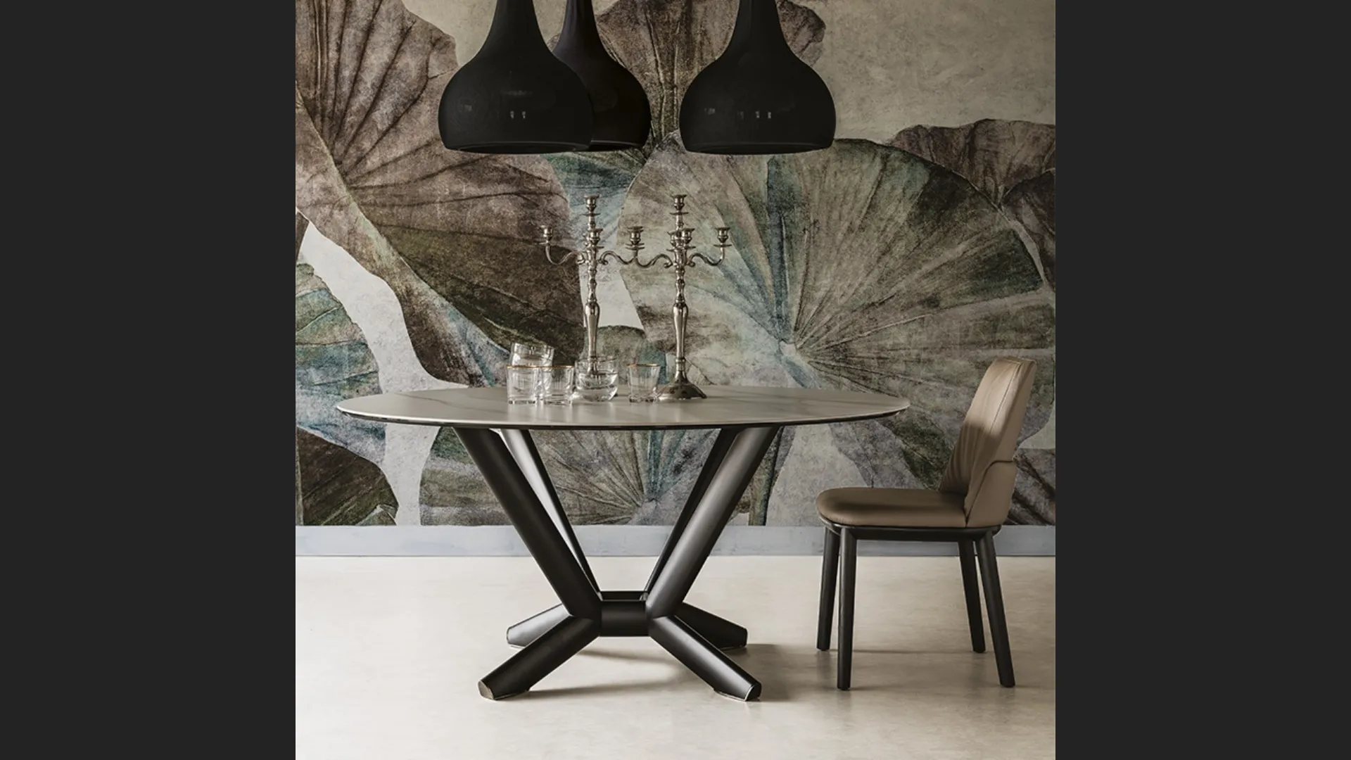 Tavolo rotondo con piano in ceramica Planer Keramic Round di Cattelan Italia