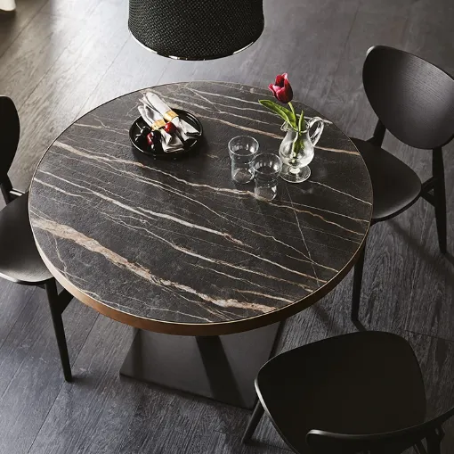 Tavolo rotondo in ceramica con base quadrata Ribot Keramik Bistrot di Cattelan Italia