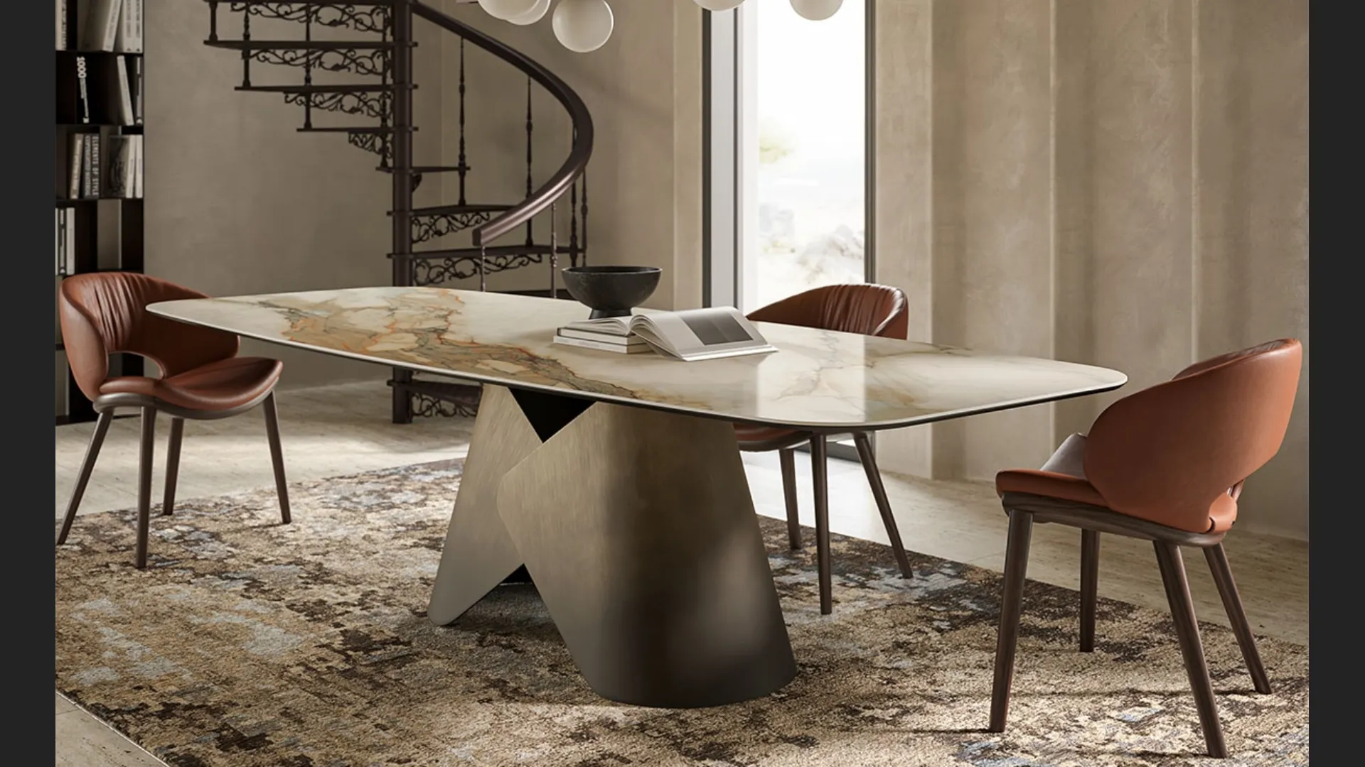 Tavolo in ceramica con base in metallo Scott Keramik di Cattelan Italia